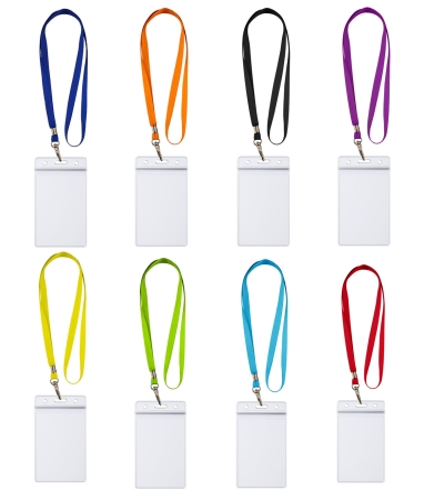 Preview: Ausweishülle ZIP Kartenhalter horizontal / vertikal wasserdicht & flexibel für Ausweise Karten komplett mit Lanyard Schlüsselband ID-Card Schutzhülle transparent